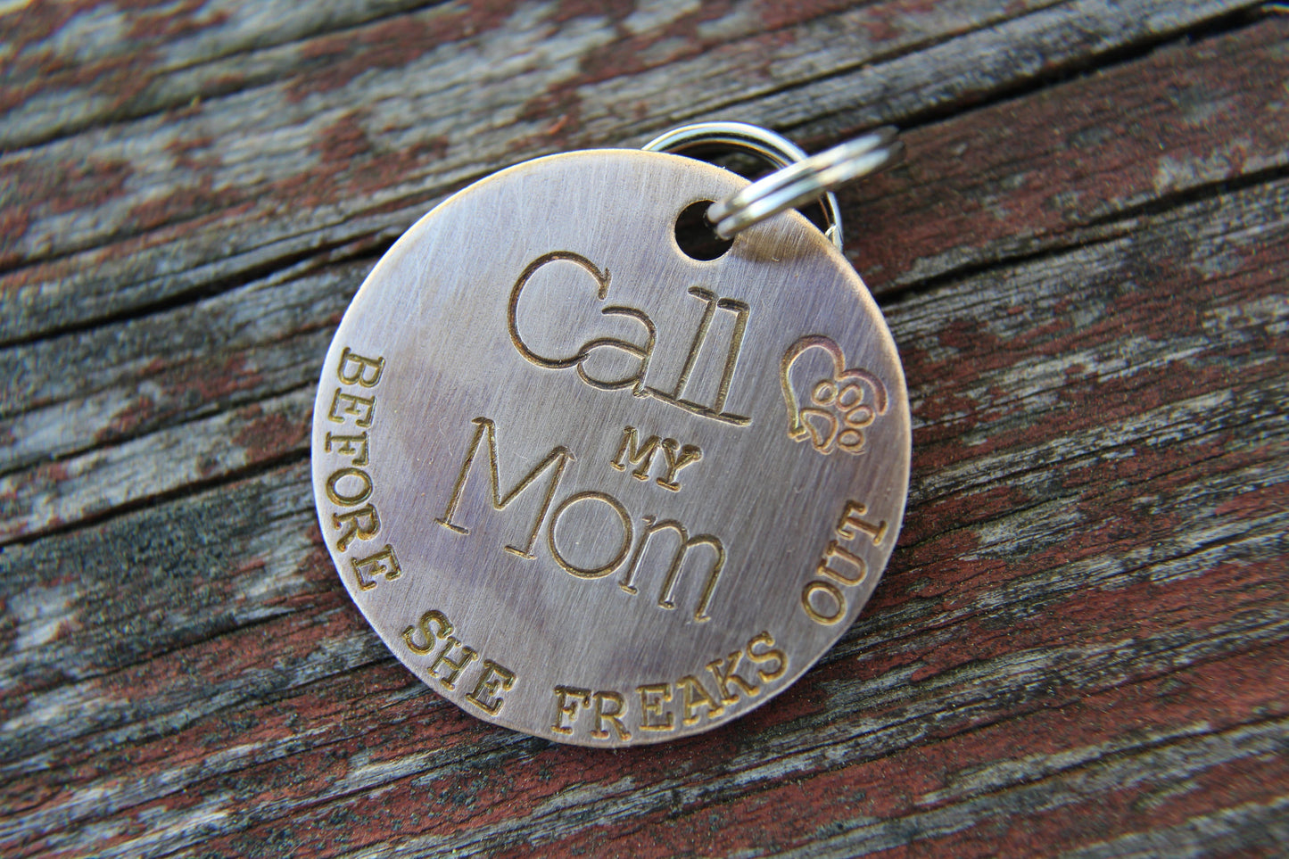 Custom Dog ID Tag, Call My Mom Before She Freaks Out, Hand Stamped Dog Tag, Pet Tag, Dog Tag