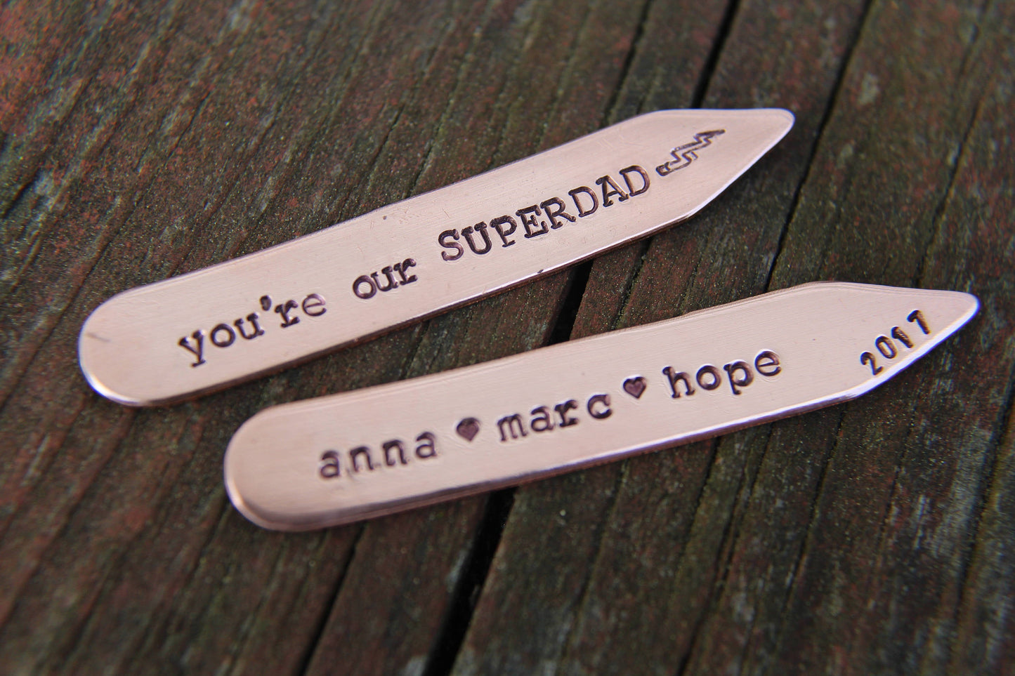 Daddy Collar Stays, Collar Stays for Dad, Christmas Gift for Dad, Dads Day Gift, Collar Stays, Personalized Collar Stays, Handstamped