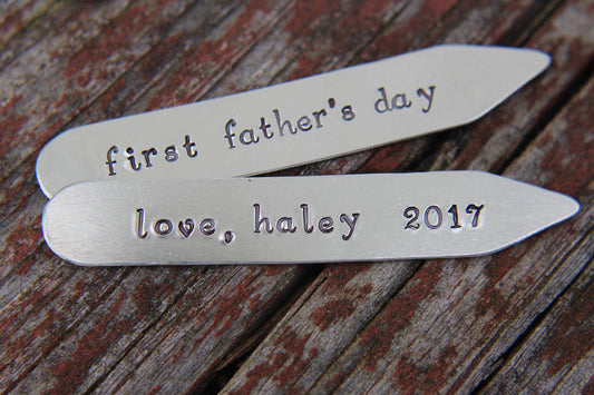 Daddy Collar Stays, Collar Stays for Dad, First Fathers Day Gift, Dads Day Gift, Collar Stays, Personalized Collar Stays, Handstamped