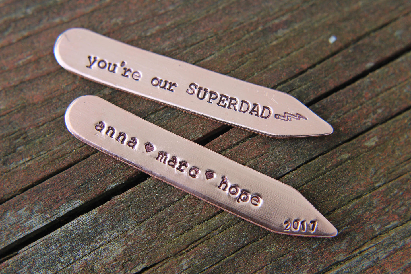 Daddy Collar Stays, Collar Stays for Dad, Christmas Gift for Dad, Dads Day Gift, Collar Stays, Personalized Collar Stays, Handstamped