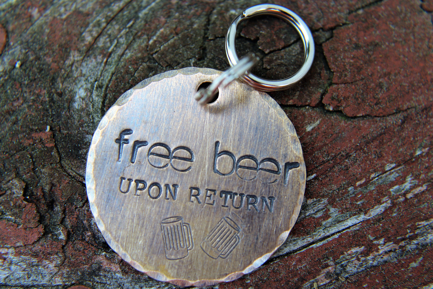 Custom Hand Stamped Dog ID Tag, Free Beer, Personalized Dog Tag, Copper Dog Tag, Aluminum Pet ID Tag, Hand Stamped Pet Tag