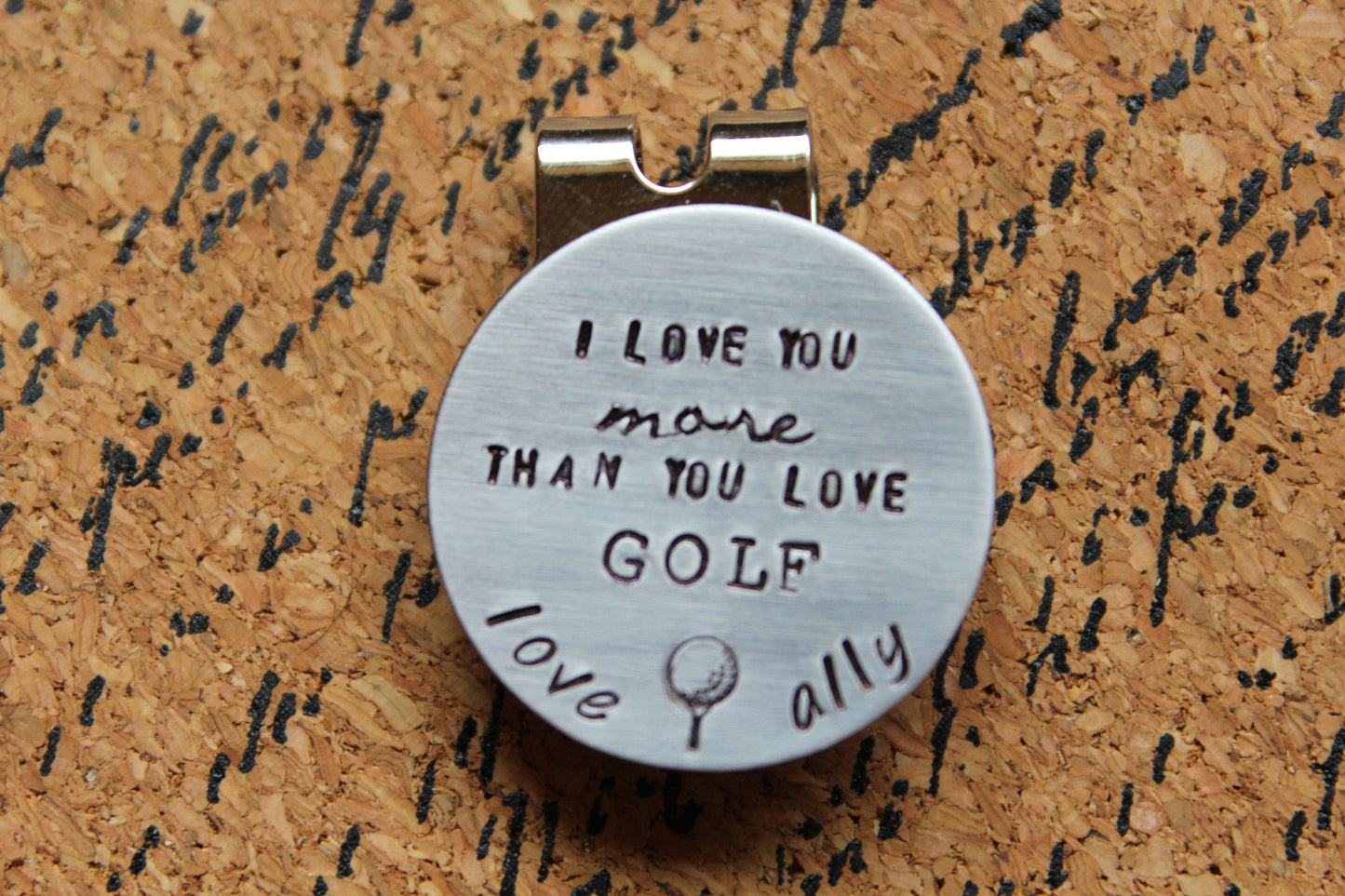 Personalized Golf Ball Marker-Magnetic Golf Ball Marker-Hand Stamped Golf Ball Marker with Hat Clip-Christmas Gift for Dad-Gift for Golfer
