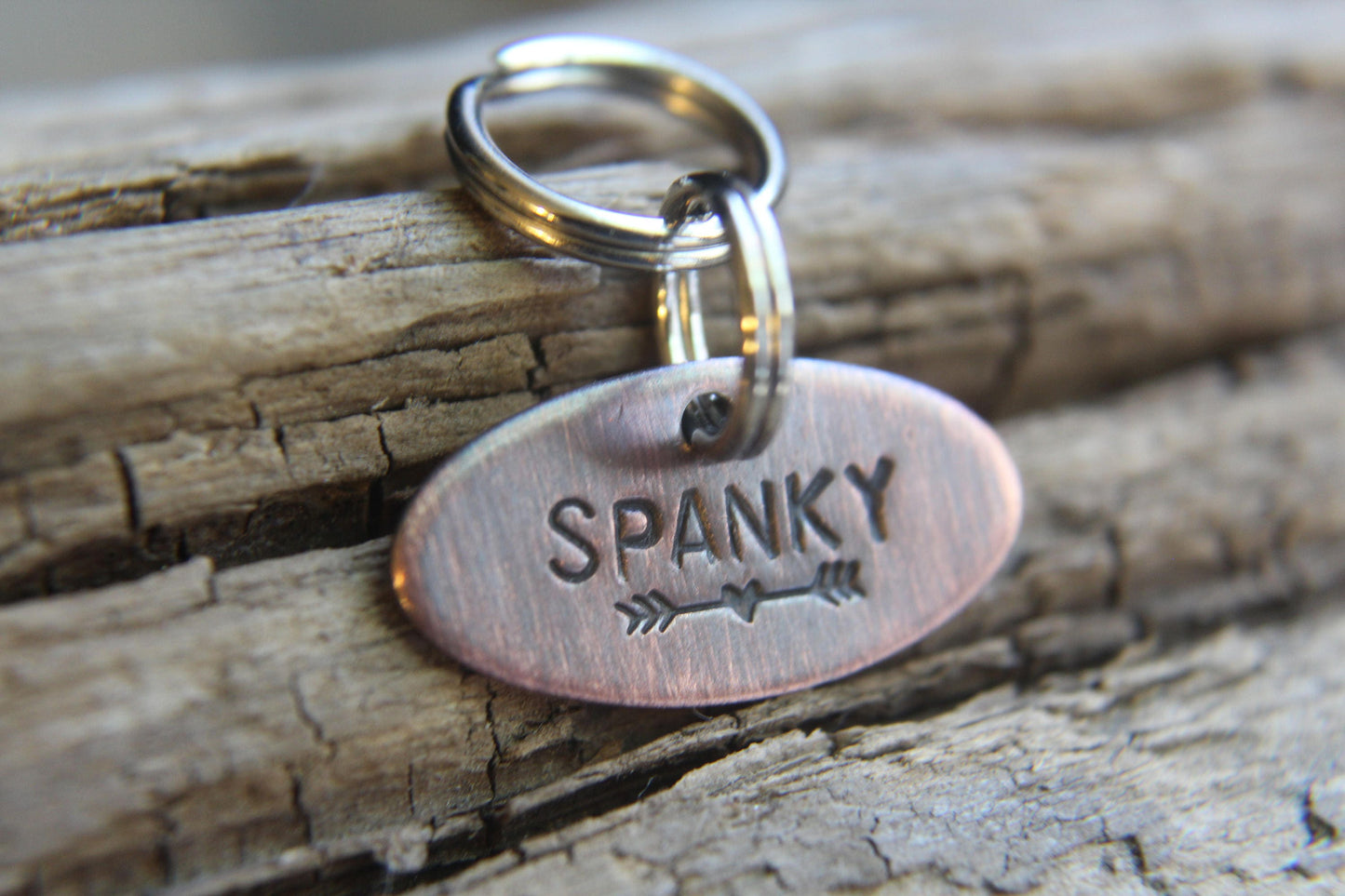 Custom Pet Tag, The Spanky,  Dog ID Tag, Tag for Tiny Dog, Hand stamped ID, Custom Cat Tag, Tag for Dog
