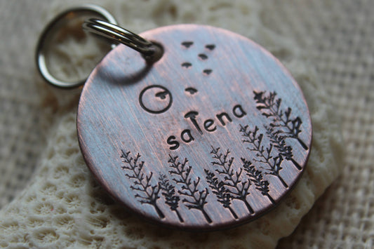 Custom Dog ID Tag-Full Moon Handstamped Pet Tag- Tag for Medium Dog-Personalized Dog ID Tag-Pet Tag-Dog Tag-Tag for puppy