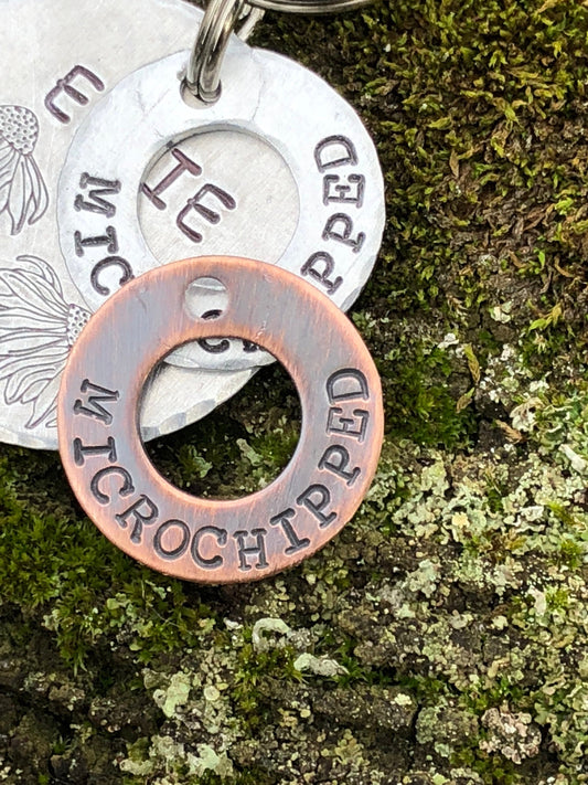 Microchipped Dog Tag, dog tag, microchip, pet tag, dog id tag, i&#39;m chipped, washer dog tag