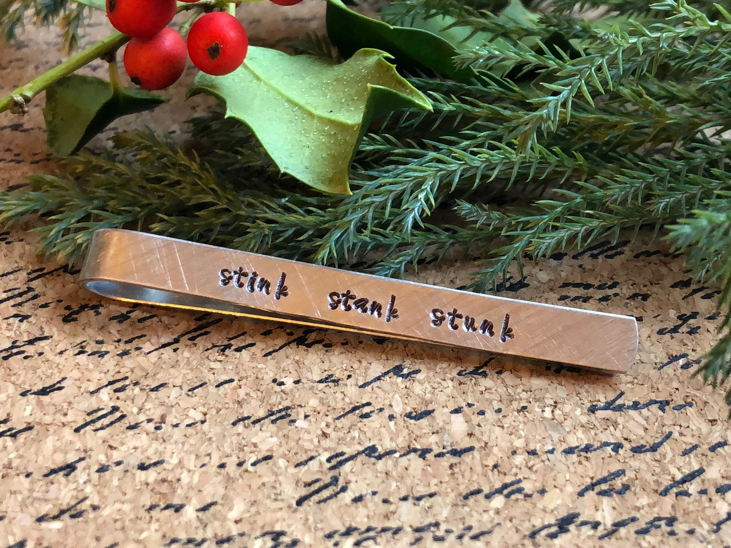 Christmas Gift Tie Clip, Holiday Party Tie Bar, Christmas Tie Bar, Merry Christmas Tie Clip, Grinch Themed Tie Bar, Stink Stank Stunk, Gift