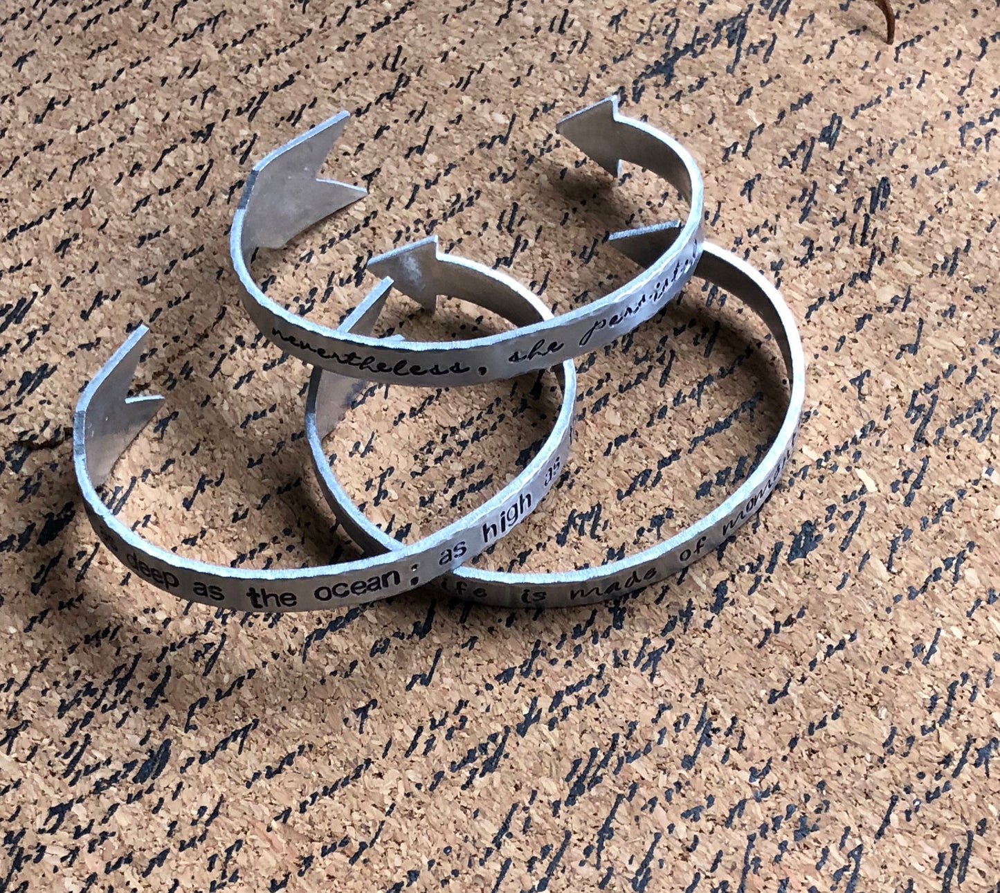 Custom Metal-Stamped Cuff Bracelet - Design Your Own Bracelet - Aluminum - Silver Arrow Bangle Bracelet - Unique Stocking Stuffer