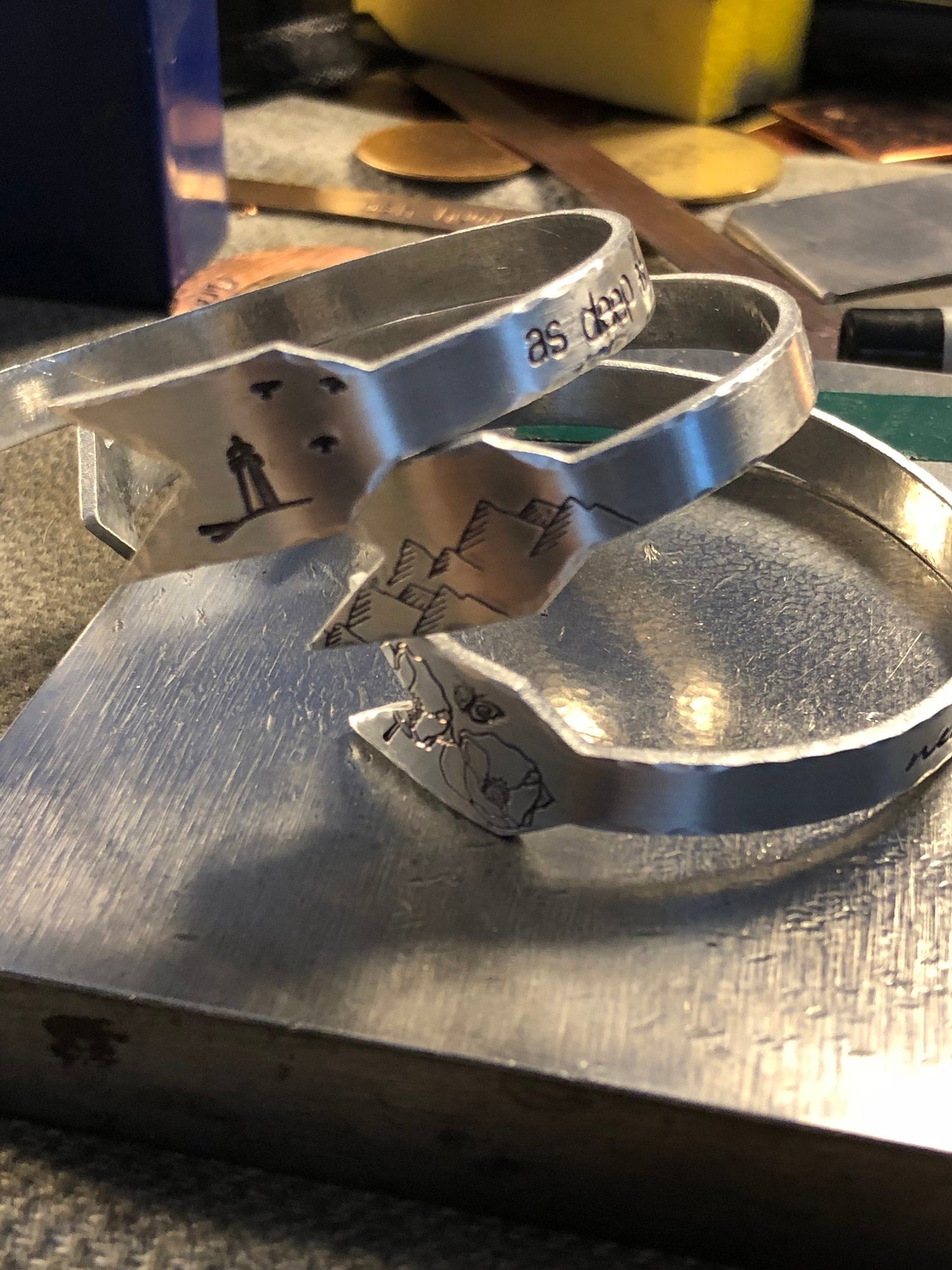 Custom Metal-Stamped Cuff Bracelet - Design Your Own Bracelet - Aluminum - Silver Arrow Bangle Bracelet - Unique Stocking Stuffer