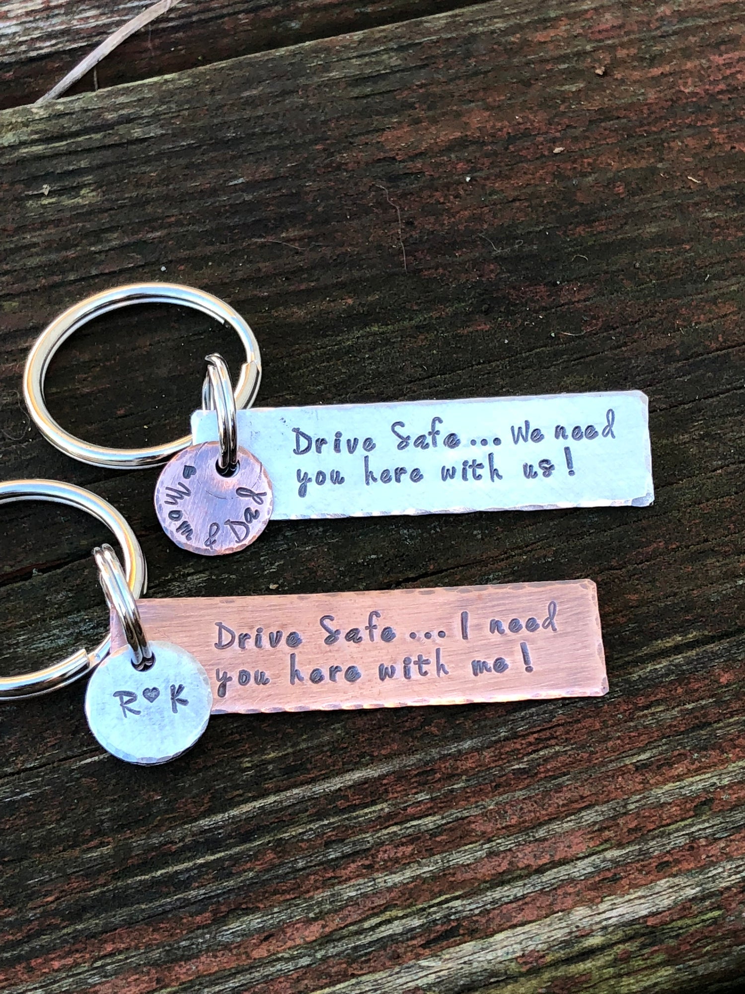 Drive Safe Personalized Hand Stamped Rectangle Key Chain Gift for Boyfriend Gift for New Driver Anniversary Gift Gift for Son Daughter