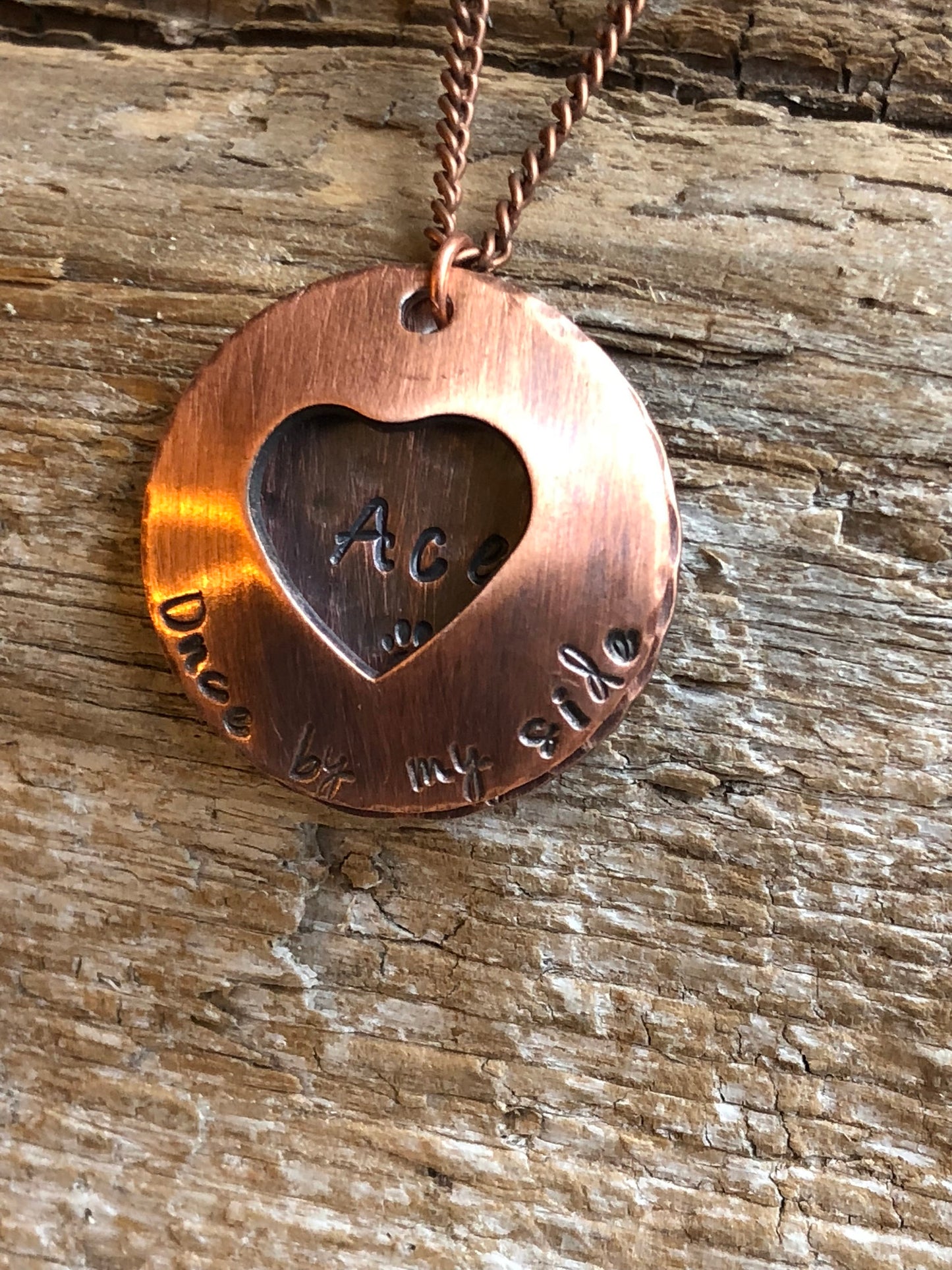 Personalized Pet Remembrance Open Heart Locket - Dog Memorial Necklace - Rainbow Bridge Jewelry - Hand Stamped Copper Silver Memory Necklace