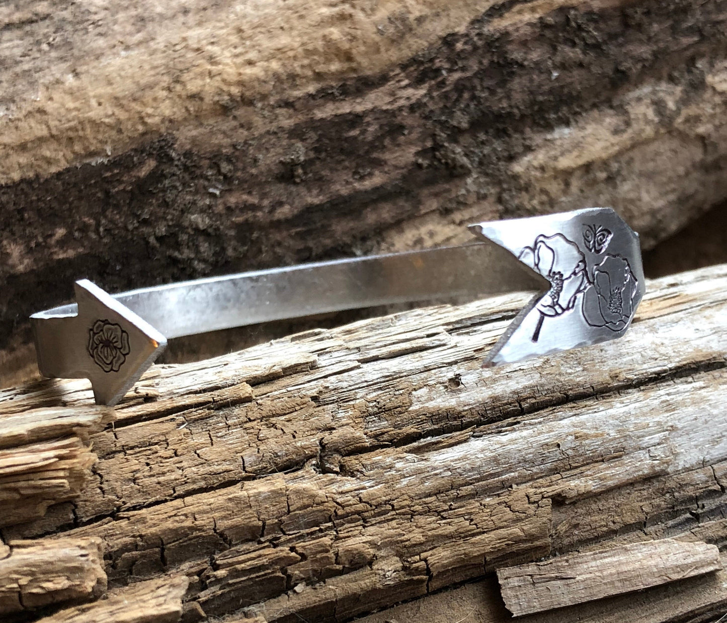 Custom Metal-Stamped Cuff Bracelet - Design Your Own Bracelet - Aluminum - Silver Arrow Bangle Bracelet - Unique Stocking Stuffer