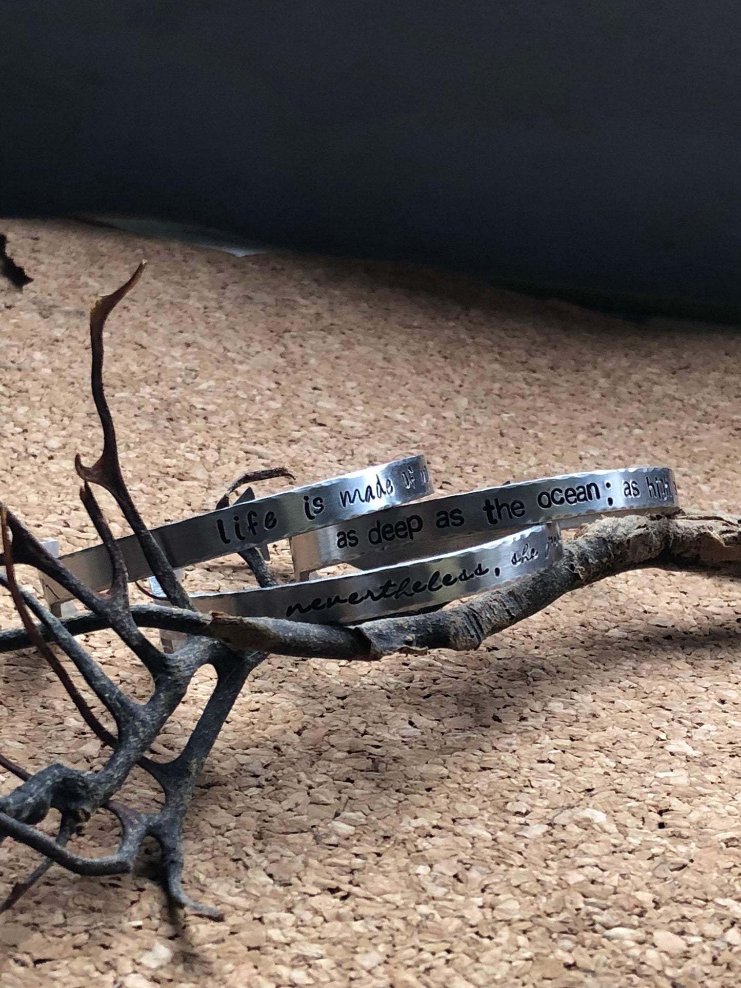 Custom Metal-Stamped Cuff Bracelet - Design Your Own Bracelet - Aluminum - Silver Arrow Bangle Bracelet - Unique Stocking Stuffer