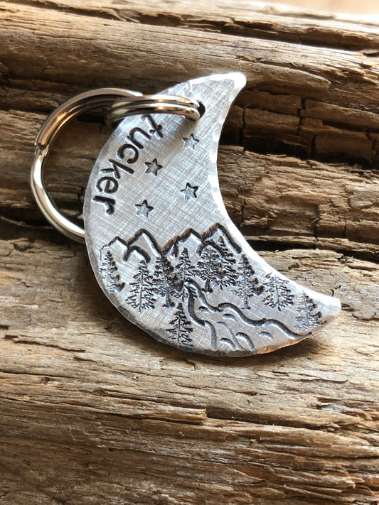 Custom Handstamped Dog/Pet ID Tag-Flowing River- Dog Tag with River - Tucker