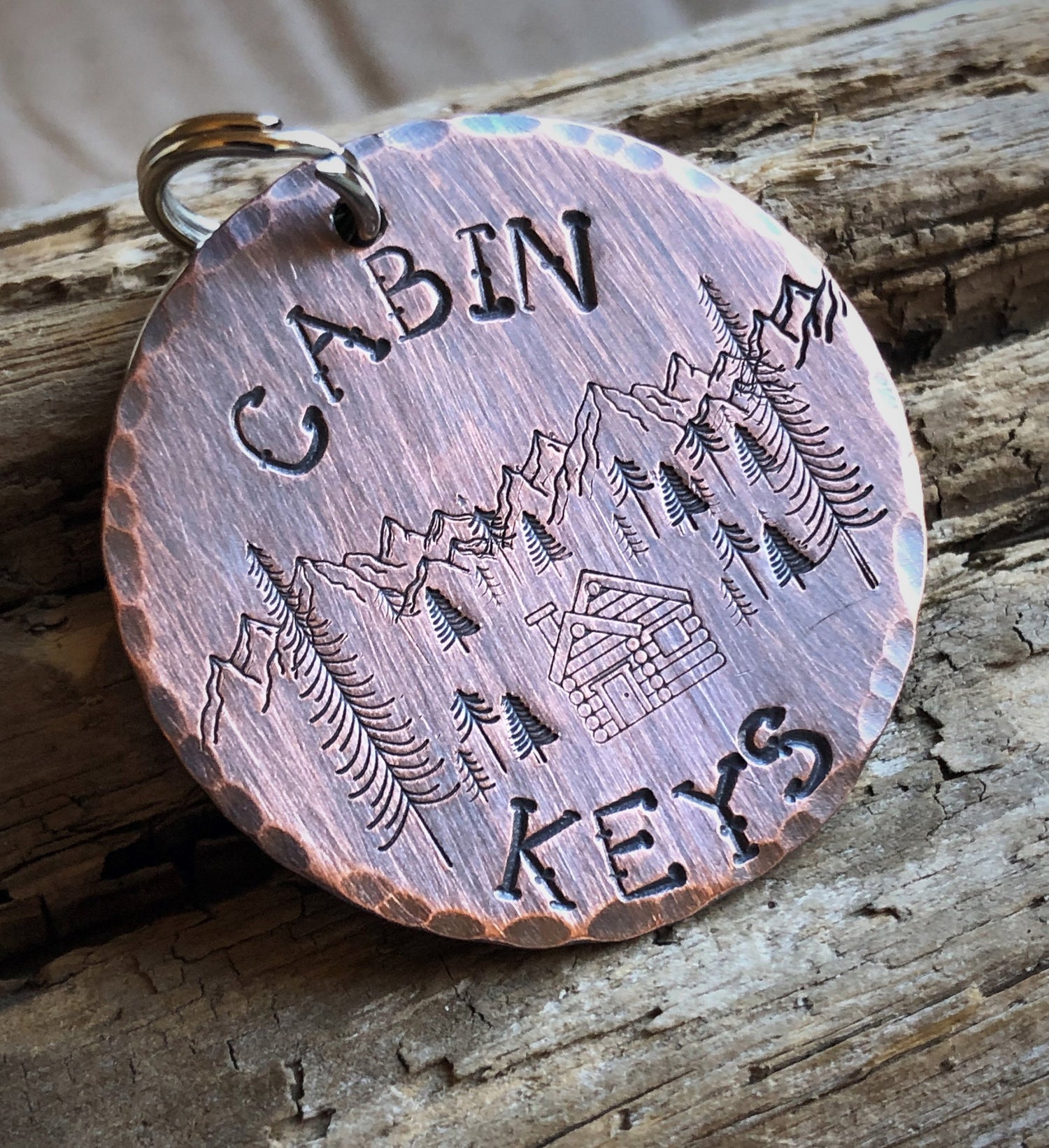 Cabin Keys, Keychain for Cabin, Cottage Keychain, Gift for Second Home, Hand Stamped Cabin Keychain, Housewarming Gift