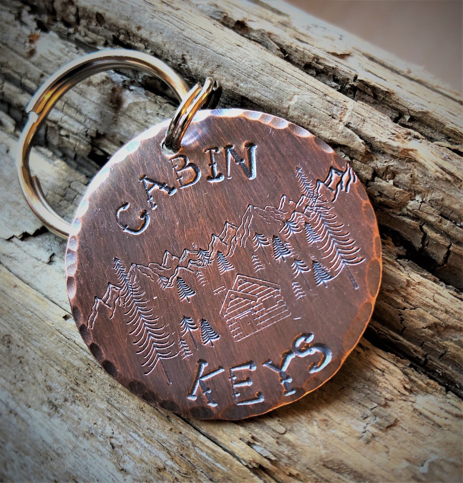 Cabin Keys, Keychain for Cabin, Cottage Keychain, Gift for Second Home, Hand Stamped Cabin Keychain, Housewarming Gift