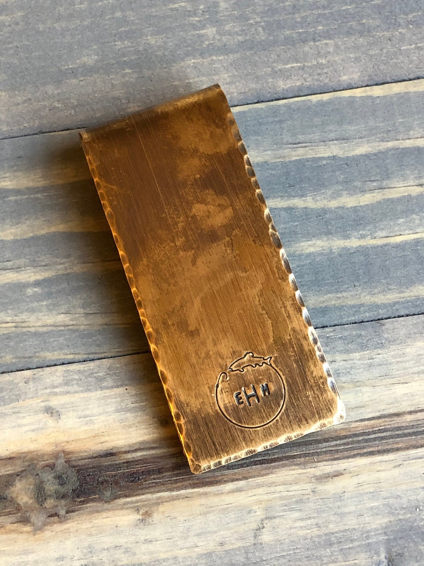 Custom Money Clips for Fisherman - 7th Anniversary Gift - Personalized - Hand Crafted Money Clip in Bronze, Silver, Copper-8th Anniversary
