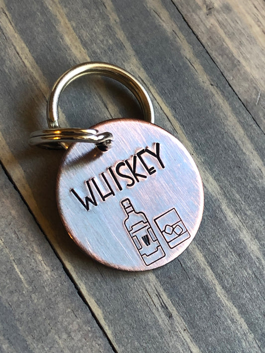 Name Tag for Dog, Hand Stamped Pet ID Tag, Whiskey, Personalized Dog Tag for Dog, Cute Dog Tag, Simple Dog Tag