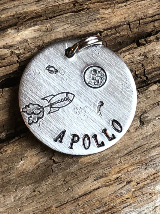Dog Tag Personalized, Dog Tags for Dogs, Dog Tag, Rocket to the Moon, Pet ID Tag, Custom Dog Tag