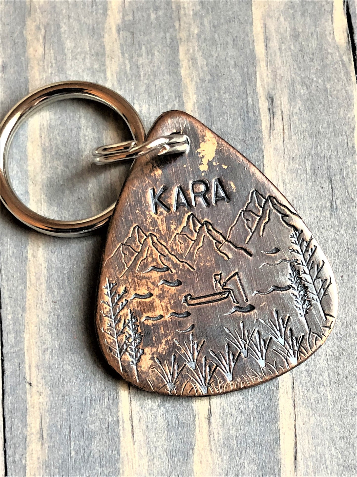 Custom Guitar Pick Dog Tag, Hand Stamped Pet ID, Personalized Dog Tag for Dog, Fishing Scene Dog Tag, Dog ID Tag with Boat