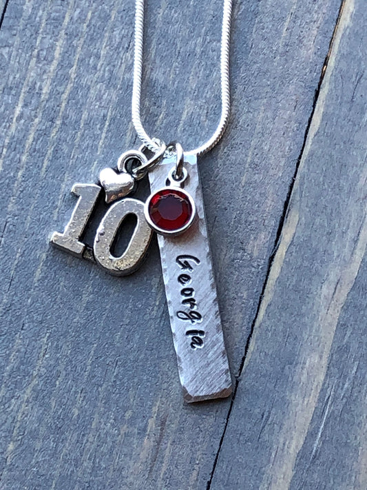 10th Birthday Necklace, Gift for Girl, Personalized Necklace, Birthstone Necklace, Gift for Girl's 10th birday, Turning 10, Add a Charm