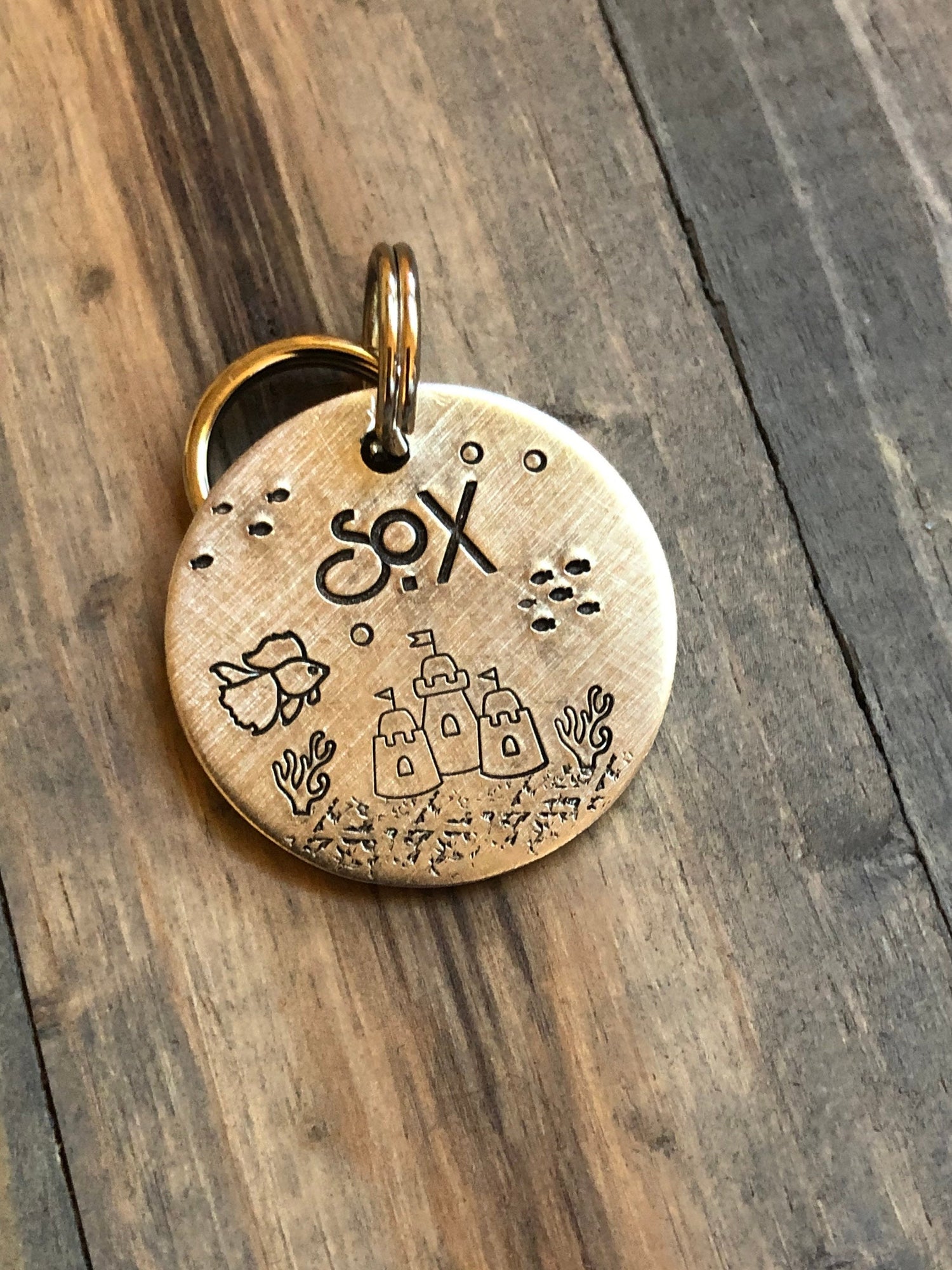 Custom Cat ID Tag- Goldfish Cat Tag-Tag for Kitty-Hand stamped Cat Tag- Tag for Kitten