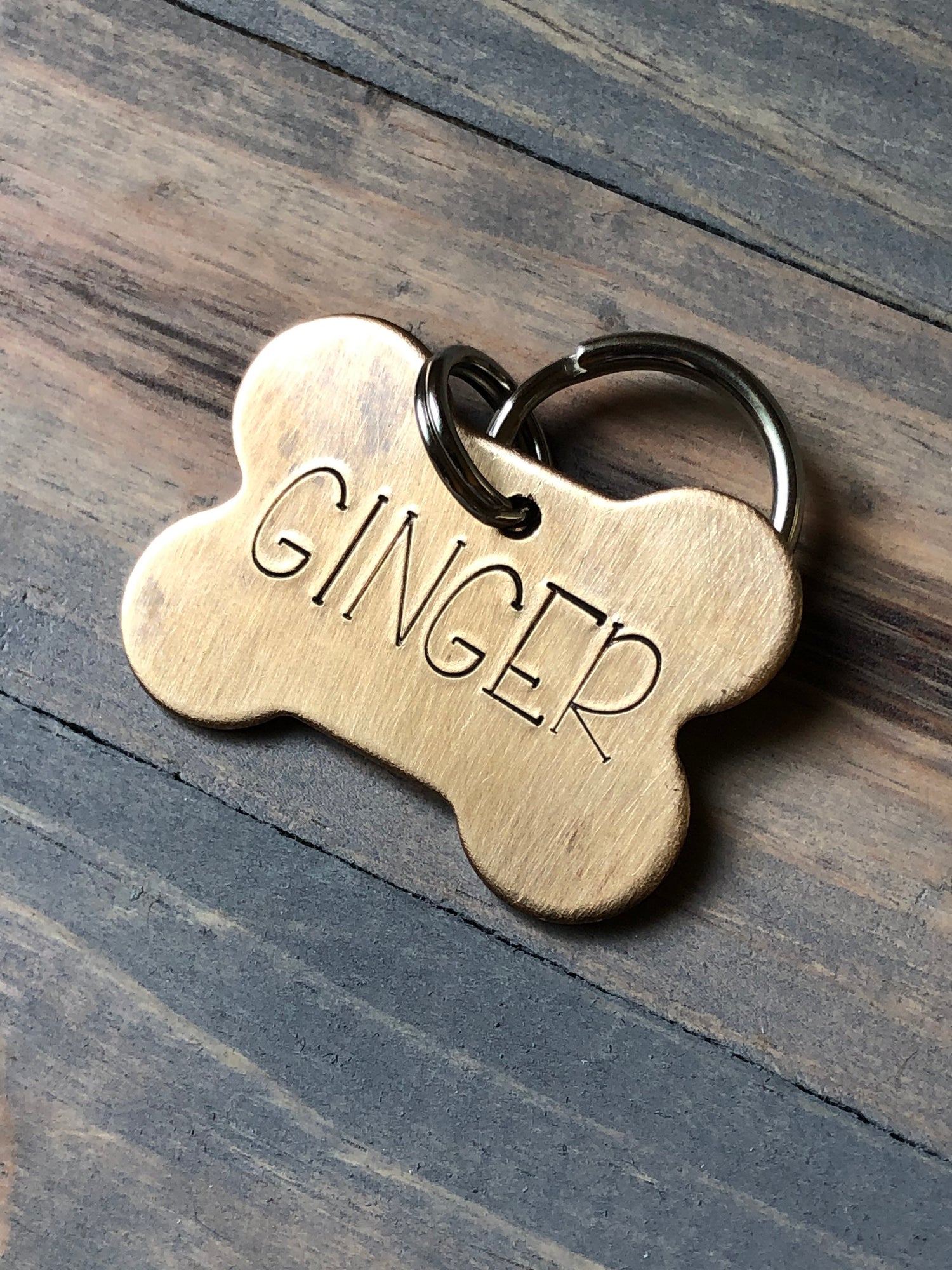 Personalized Bone Dog Tag, Hand Stamped Pet ID, Personalized Dog Tag for Dog, Simple Retro Dog Tag