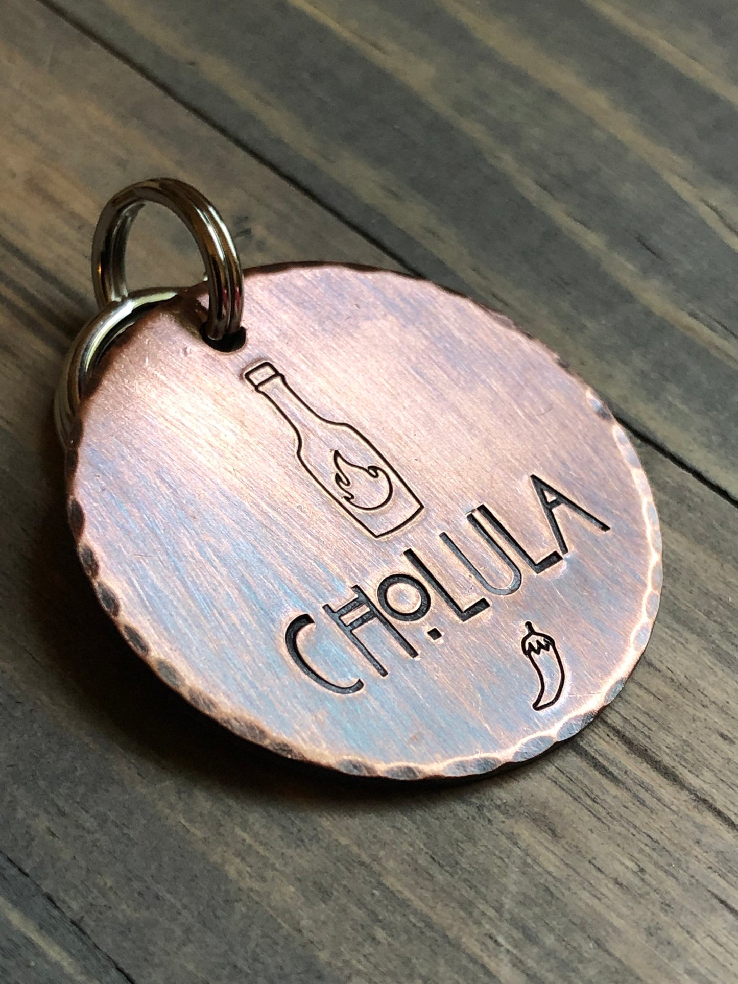 Name Tag for Dog, Hand Stamped Pet ID, Hot Sauce Dog Tag, Dog Tag with Pepper