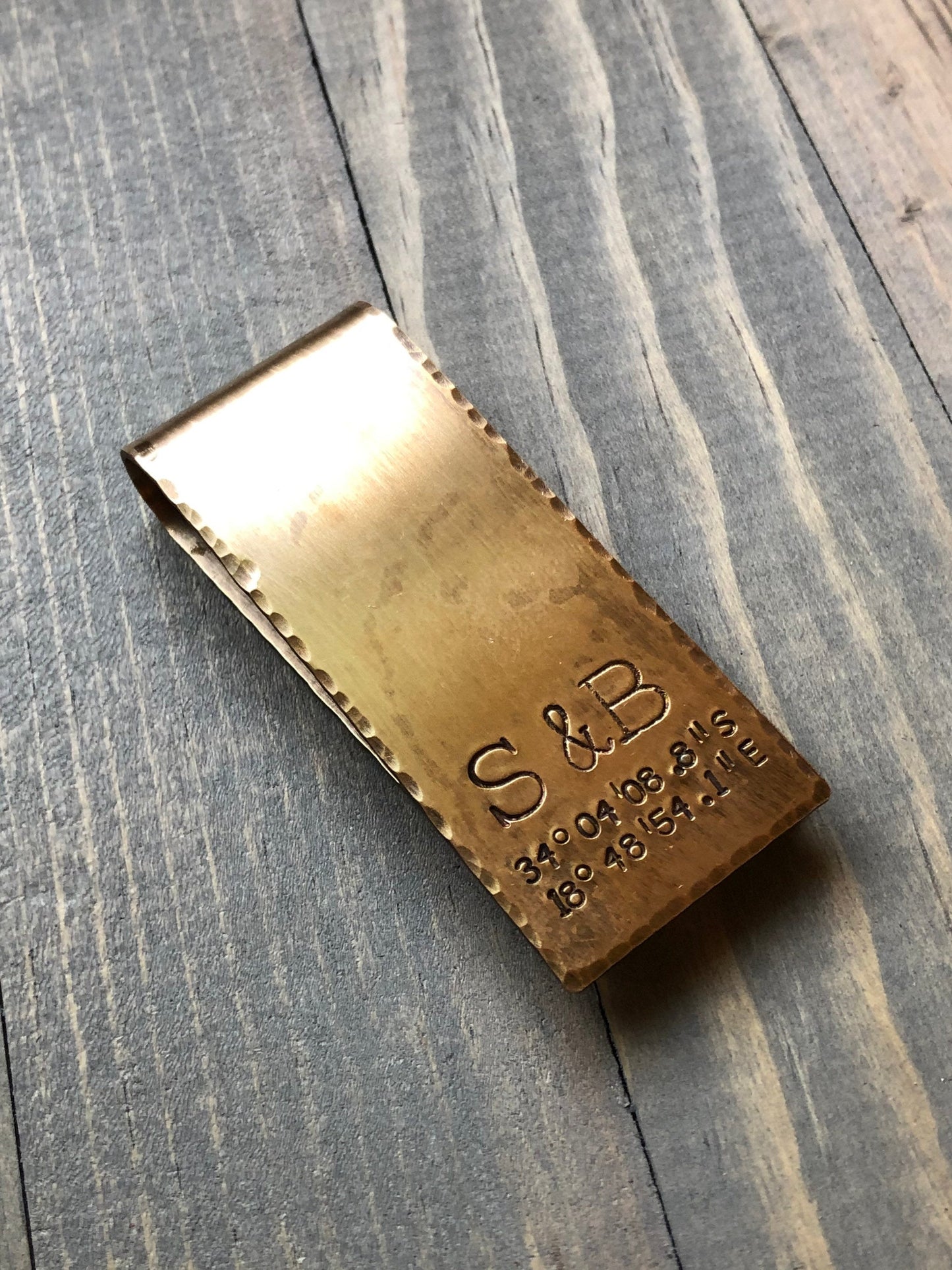 Custom Money Clip for Anniversary-7th Anniversary-8th Anniversary-Money Clip with Coordinates for Anniversary-Hand Stamped