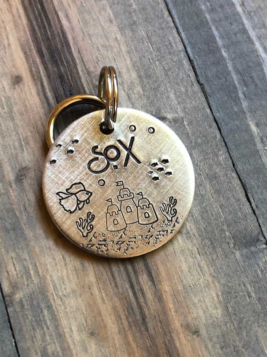 Custom Cat ID Tag- Goldfish Cat Tag-Tag for Kitty-Hand stamped Cat Tag- Tag for Kitten