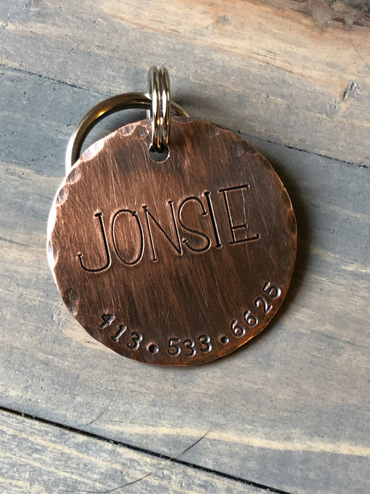 Name Tag for Dog, Hand Stamped Pet ID Tag, Simple Retro Dog Tag, Personalized Dog Tag for Dog, Rustic Dog Tag,  Dog Tag