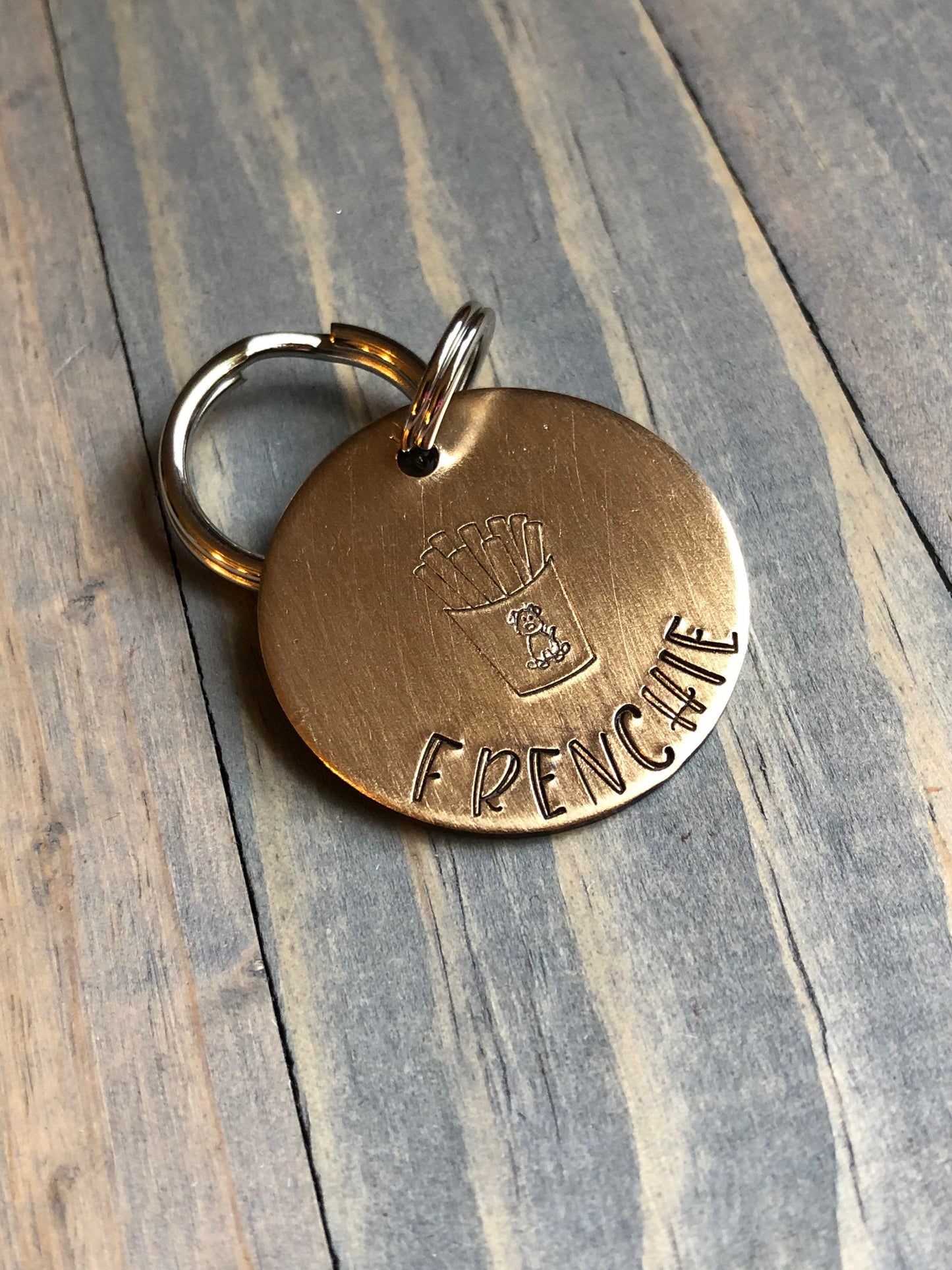 Custom French Fry Dog Tag, Hand Stamped Pet ID, Personalized Dog Tag for Dog, French Bulldog Dog Tag, Poodle Dog Tag