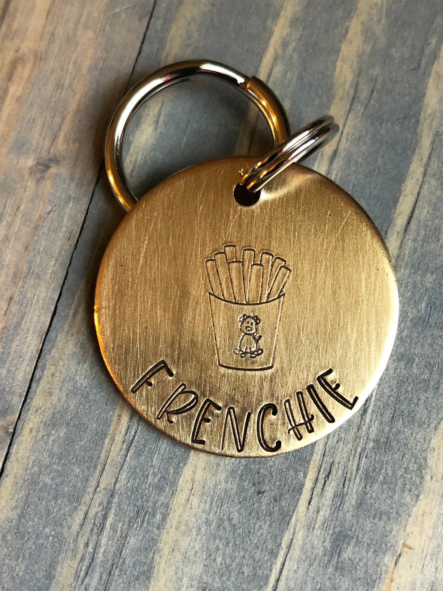 Custom French Fry Dog Tag, Hand Stamped Pet ID, Personalized Dog Tag for Dog, French Bulldog Dog Tag, Poodle Dog Tag