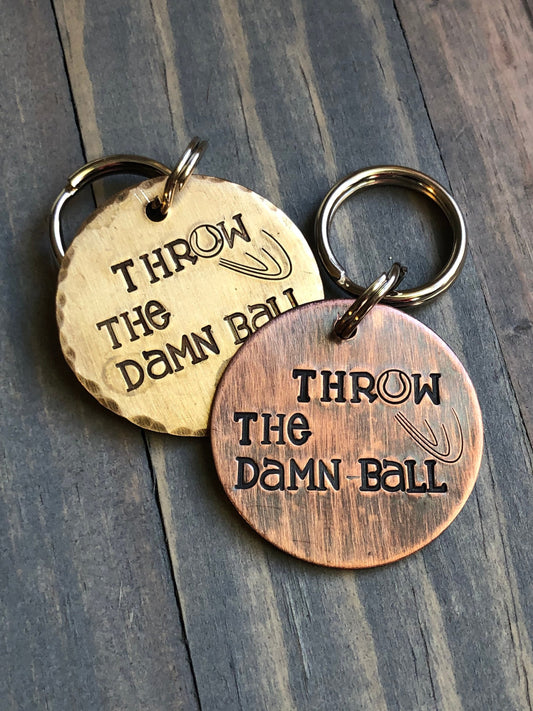 Custom Dog Tag, Hand Stamped Pet ID, Personalized Dog Tag for Dog, Throw the Damn Ball, Tennis Ball Dog