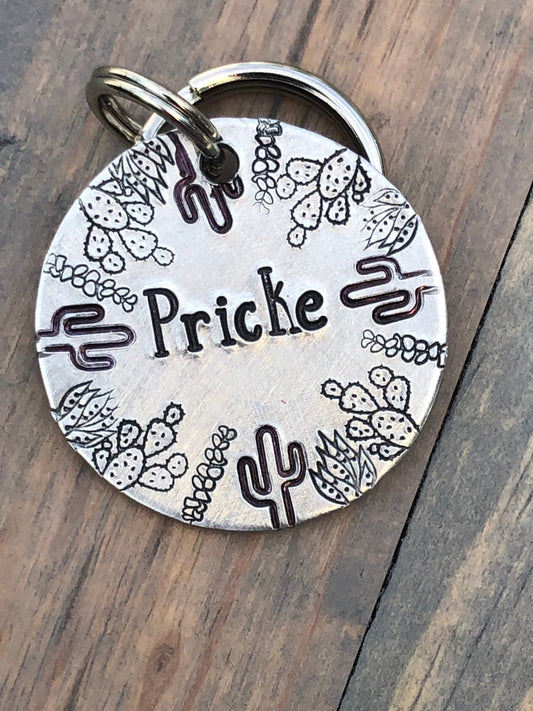 Name Tag for Dog, Hand Stamped Pet ID Tag, Cactus, Desert Tag, Personalized Dog Tag for Dog, Floral Dog Tag,  Dog Tag with Palms
