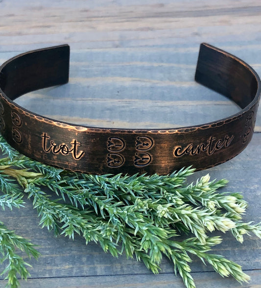 Walk-Trot-Canter Bangle Bracelet, Equestrian Bracelet, Cuff Bracelet for Horse Lover, Dressage, Barrel Racing, Hunter, Jumper Bracelet