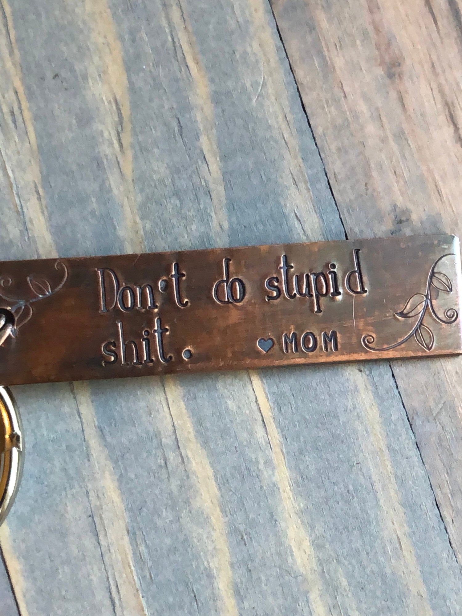 Don't Do Stupid Shit Keychain, Drive Safe, Personalized Hand Stamped Rectangle Key Chain,  Gift for New Driver,  Gift for Son Daughter