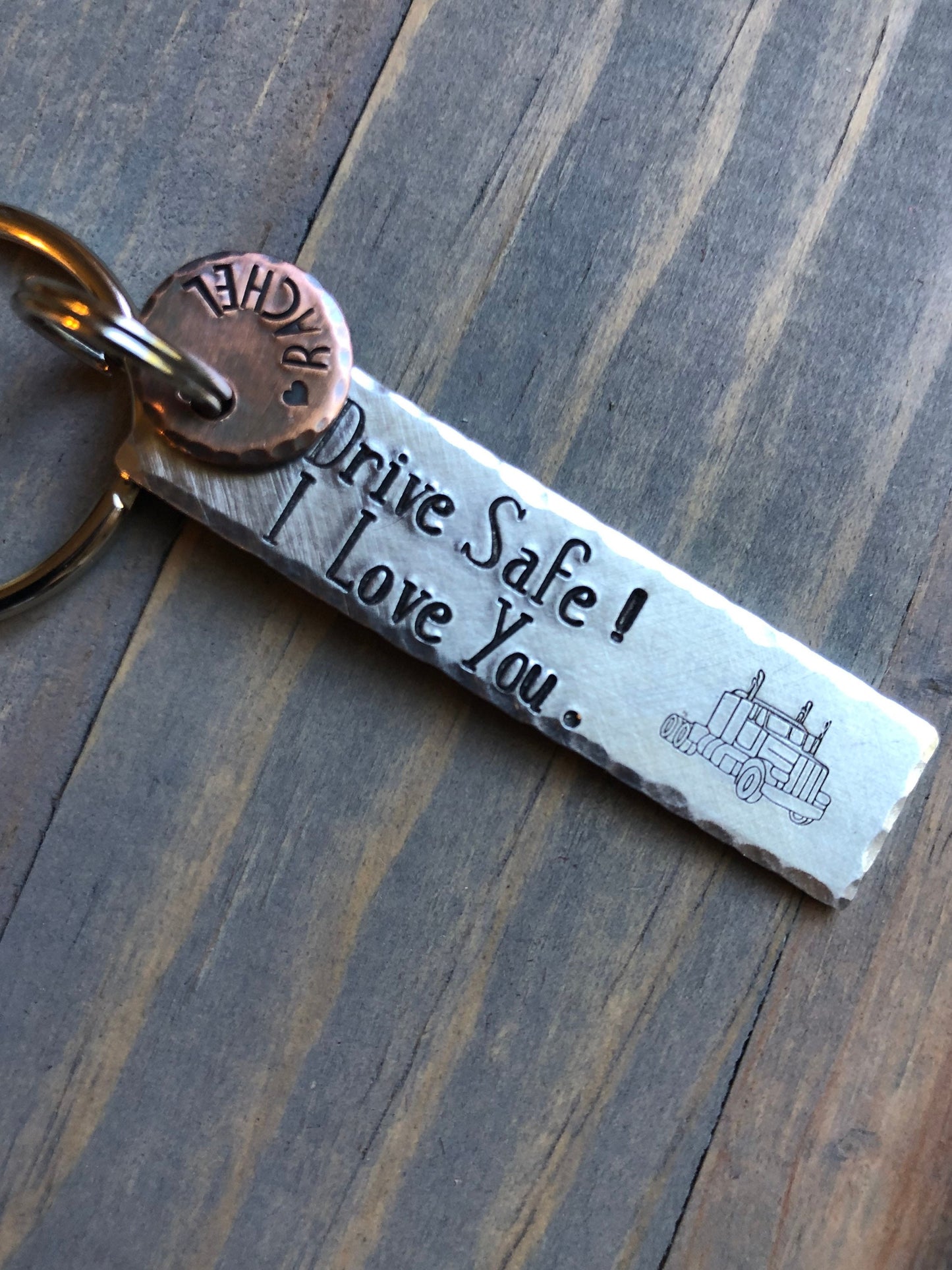 Gift for Truck Driver, Drive Safe Personalized Hand Stamped Rectangle Key, CDL License Gift, keychain for Truck Driver Dad-boyfriend-husband