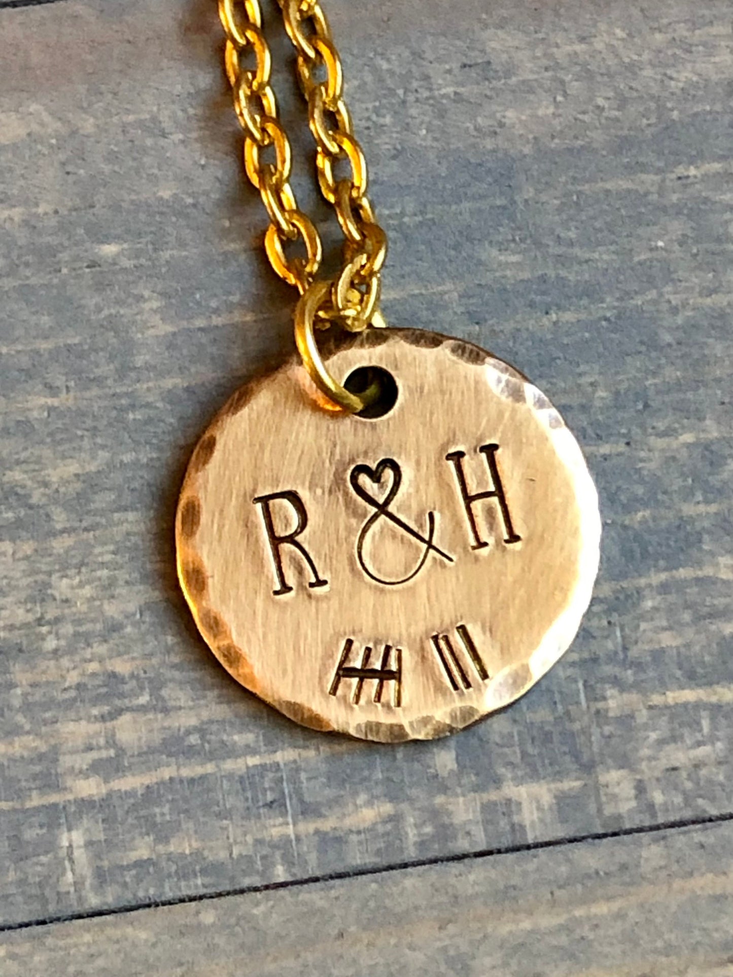 Custom Eighth Anniversary Necklace, Initial & Tally Mark Necklace, 8th Anniversary Gift, Copper Jewelry, Traditional, 19th Anniversary