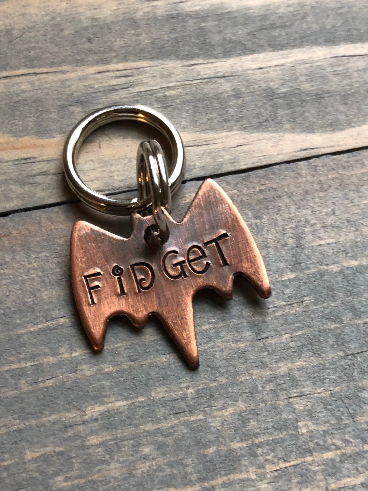 Custom Bat Shaped Tiny Dog Tag,  Hand Stamped Pet ID, Personalized Dog Tag for Dog, Bat Cat Tag