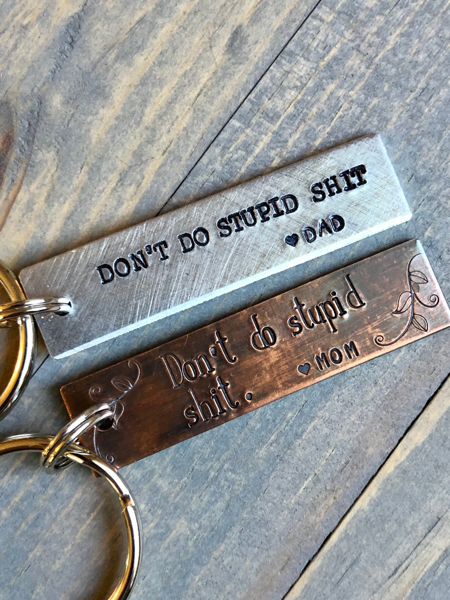 Don't Do Stupid Shit Keychain, Drive Safe, Personalized Hand Stamped Rectangle Key Chain,  Gift for New Driver,  Gift for Son Daughter