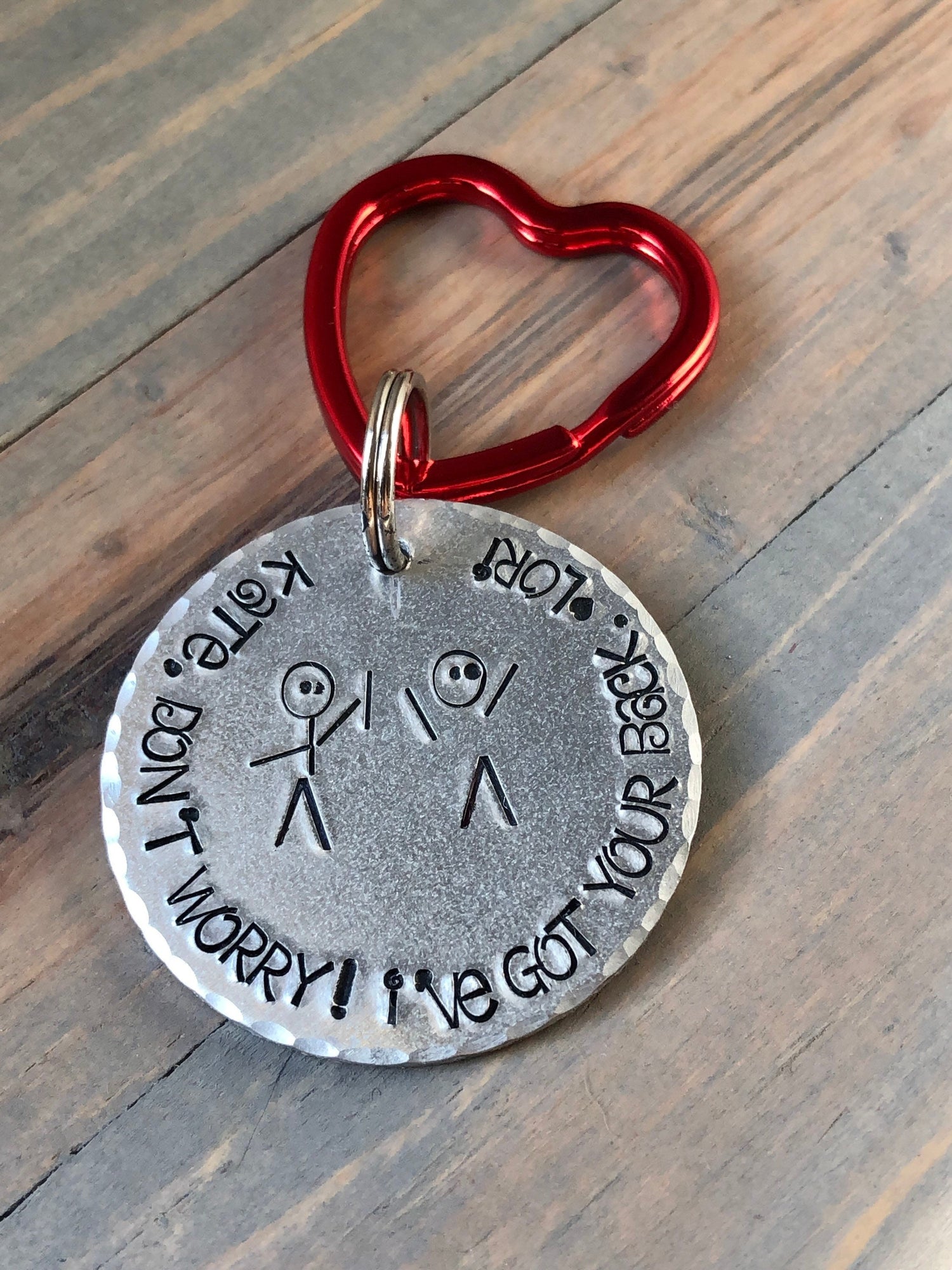 Don't Worry I've Got Your Back Keychain, Personalized Custom Stick Figure Key Chain, Gift for Best Friend, Son, Daughter, Wife, Husband
