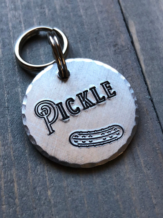 Pickle Name Tag for Dog, Custom Personalized Pet ID Tag, Stilton, Personalized Dog Tag with Pickle, Cute Dog Tag, Gherkin Dog Tag