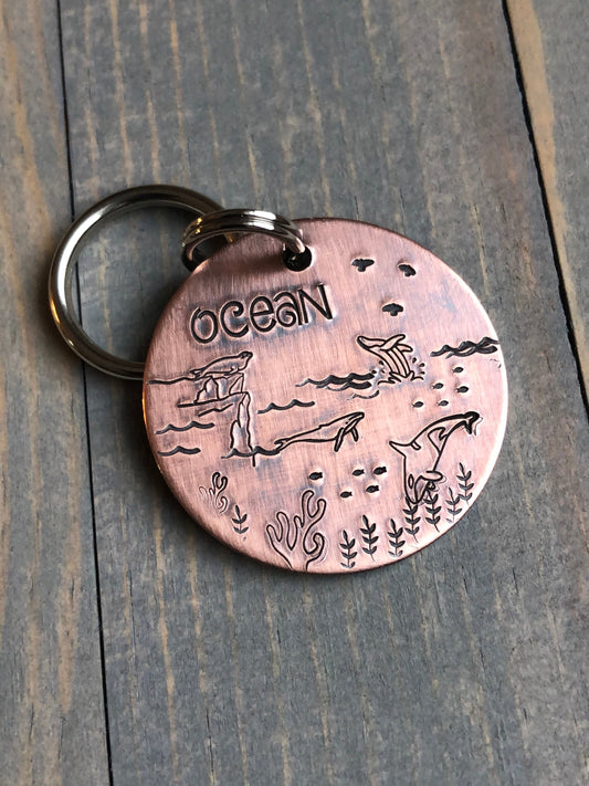 Dog ID Tag | The Ocean Tag with Humpbacks, Orcas and Seal |Personalized Dog Tag | Tag for Large Dog | Dog Tag | Pet ID Tag with Whales