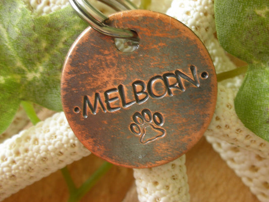 Copper Handstamped Pet ID Tag - The Melbourne
