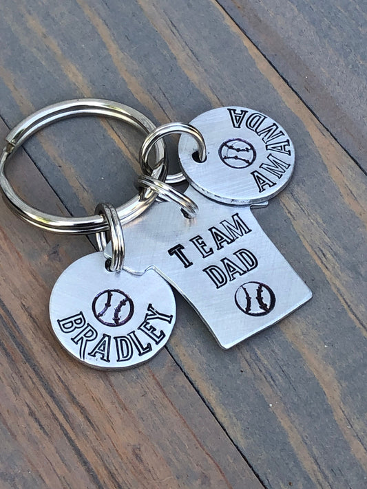 Team Dad Keychain for Father-Sports Team Keychain-Father's Day Gift- Team Grampa-Personalized Gift for Dad-Basketball-Baseball-Soccer-Hockey