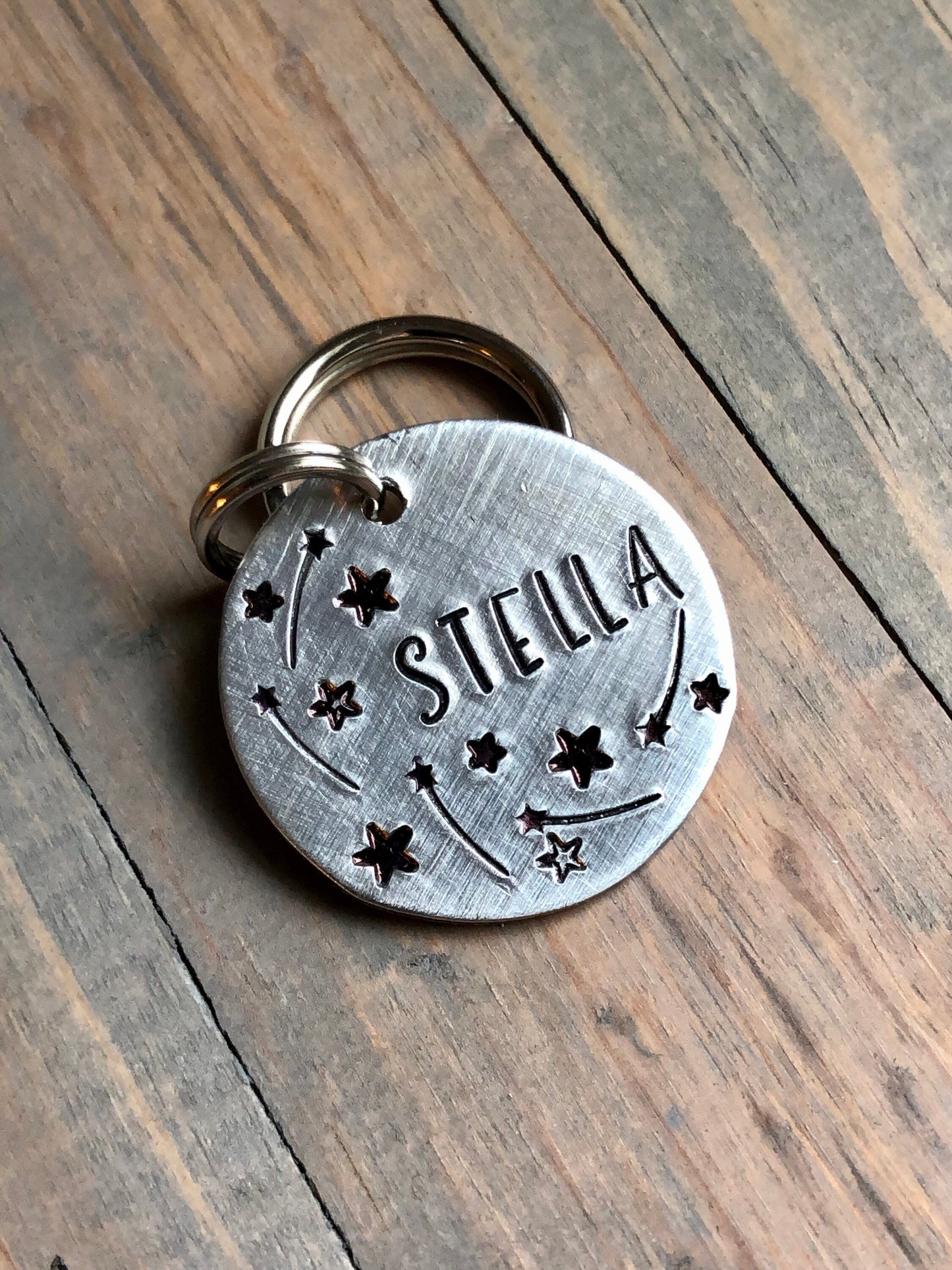 Dog Tag with Stars, Stella, Pet Id Tag with Night Sky, Dog Tag with Shooting Stars, Milky Way Pet Tag for Collar