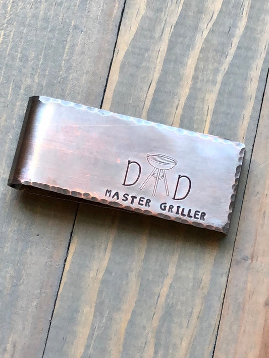 Copper Money Clip for Dad- Father's Day Gift - Personalized Master of the Grill Money Clip - Barbeque Money Holder for Father