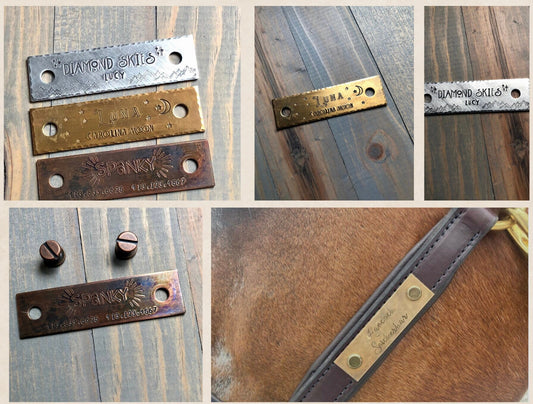 Custom Name Plate for Halter - Halter Tag - Rivet on Halter Tag - Personalized - Copper - Bronze - Aluminum