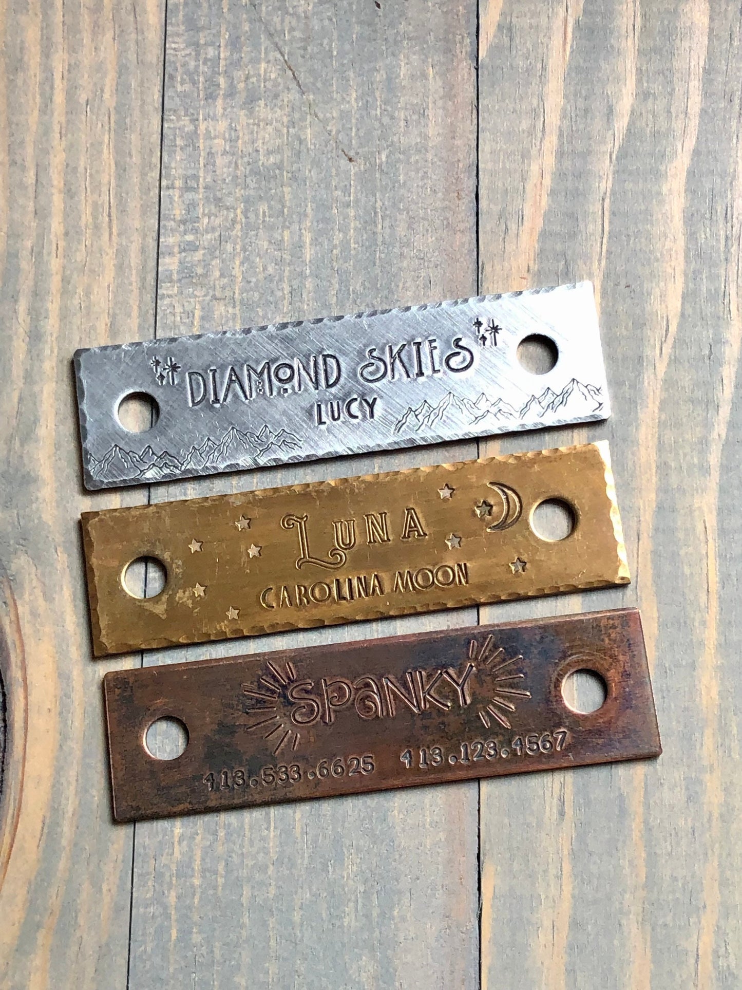 Custom Name Plate for Halter - Halter Tag - Rivet on Halter Tag - Personalized - Copper - Bronze - Aluminum