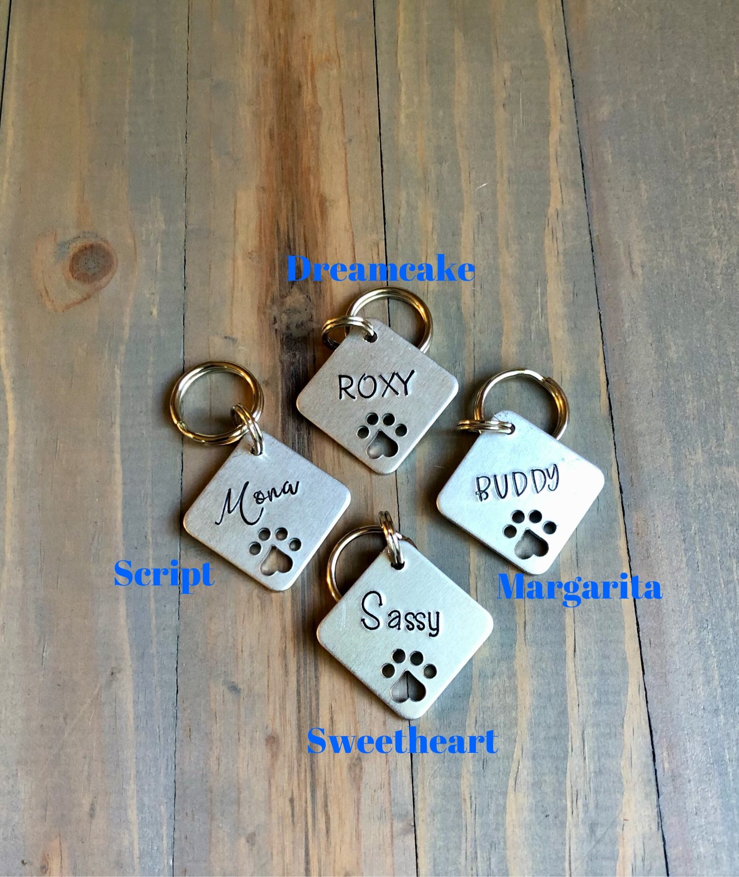 Simple Name Tag for Dog, Hand Stamped Pet ID Tag, Paw Print, Personalized Dog Tag for Dog, Cute Dog Tag, Under Ten